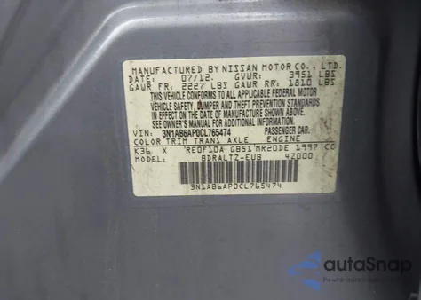 2012 Nissan Sentra 2.0/2.0S/Sr/2.0Sl from USA, damaged, VIN 3N1AB6AP0CL765474